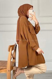 Modalamelif Tek Cepli Ayrobin Gömlek Acı Kahve