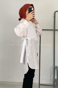 Modalamelif Hakim Yaka Bolero Detaylı Tunik Ekru