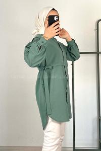 Modalamelif Hakim Yaka Bolero Detaylı Tunik Pastel Yeşili