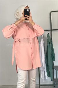 Modalamelif Hakim Yaka Bolero Detaylı Tunik Pudra