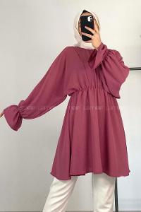 Modalamelif Balon Kol Ayrobin Tunik Açık Mor