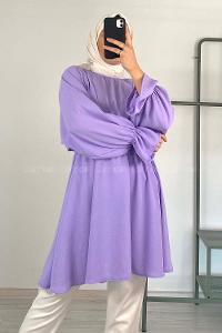 Modalamelif Balon Kol Ayrobin Tunik Lila