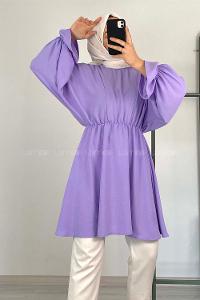 Modalamelif Balon Kol Ayrobin Tunik Lila