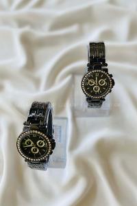 Modalamelif Çelik Kordon Gedo Siyah Taş Detaylı Saat