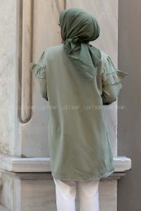 Modalamelif Kol Lastikli Fırfırlı Tunik Çağla Yeşili