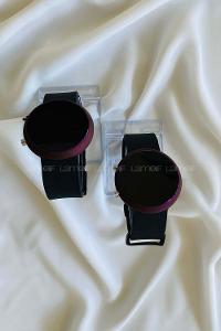 Modalamelif Siyah Borda Detay Led Yuvarlak Saat