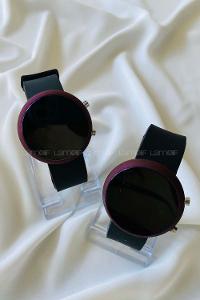 Modalamelif Siyah Borda Detay Led Yuvarlak Saat