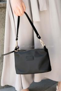 Modalamelif Üç Bölmeli Saten Çanta Siyah