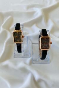 Modalamelif Vintage Siyah Gold Çerçeve Saat