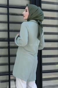 Modalamelif Yaka Bağlamalı Ayrobin Tunik Çağla