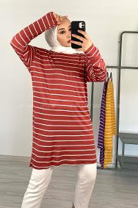Modalamelif Yatay Çizgili Tunik Gül
