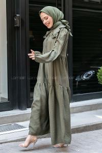 Modalamelif Bebe Yaka Fırfırlı Elbise Haki