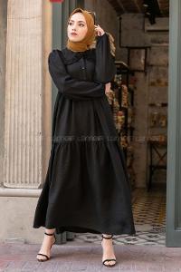 Modalamelif Bebe Yaka Fırfırlı Elbise Siyah