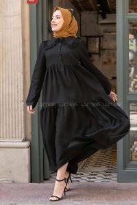 Modalamelif Bebe Yaka Fırfırlı Elbise Siyah