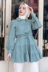 Modalamelif Bel Bağcıklı Fırfırlı Tunik Mint