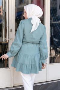 Modalamelif Bel Bağcıklı Fırfırlı Tunik Mint