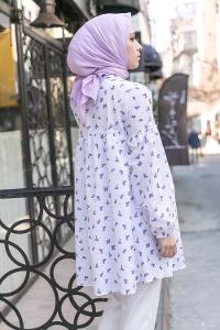 Modalamelif Hakim Yaka Desenli Tunik Lila