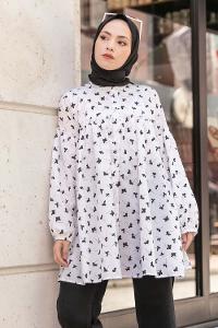 Modalamelif Hakim Yaka Desenli Tunik Siyah