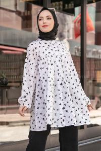 Modalamelif Hakim Yaka Desenli Tunik Siyah