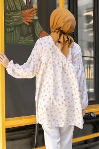 Modalamelif Hakim Yaka Desenli Tunik Sütlü Kahve