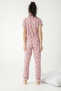 Modalamelif  Kısa Kollu Uyku Bantlı 5 Düğme Pijama Takımı
