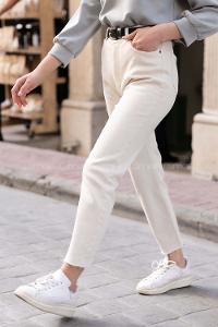 Modalamelif Paça Kesik Mom Jean Taş