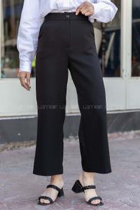 Modalamelif Siyah Düz Paça Bol Pantolon