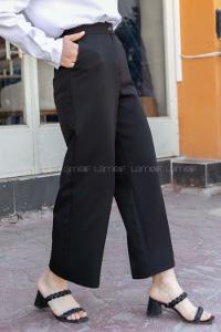 Modalamelif Siyah Düz Paça Bol Pantolon