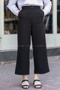 Modalamelif Siyah Düz Paça Bol Pantolon