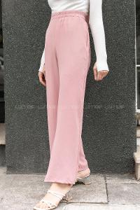 Modalamelif Bel Lastikli Salaş Pantolon Pudra