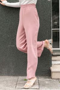 Modalamelif Bel Lastikli Salaş Pantolon Pudra