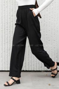 Modalamelif Bel Lastikli Salaş Pantolon Siyah