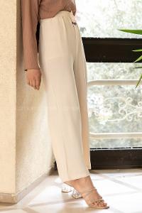 Modalamelif Bel Lastikli Salaş Pantolon Taş Rengi