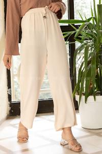 Modalamelif Bel Lastikli Salaş Pantolon Taş Rengi