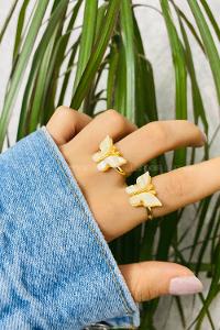 Modalamelif Beyaz Gold Kelebek Yüzük