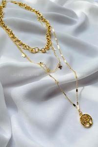 Modalamelif Gold 3lü Yaşam Ağacı Kolye