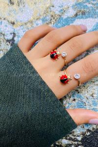 Modalamelif Gold Uğur Böceği Yüzük