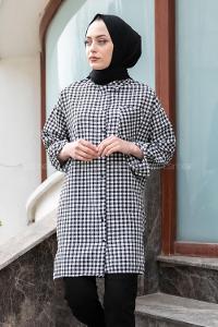 Modalamelif Tek Cepli Gofre Tunik Siyah