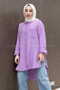 Modalamelif Tek Cepli Salaş Gömlek Eflatun