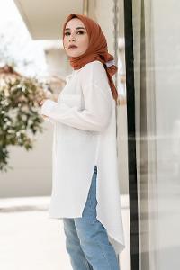 Modalamelif Tek Cepli Salaş Gömlek Ekru