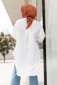 Modalamelif Tek Cepli Salaş Gömlek Ekru