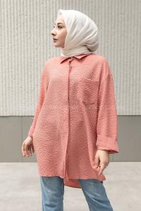 Modalamelif Tek Cepli Salaş Gömlek Pudra