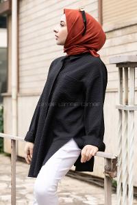 Modalamelif Tek Cepli Salaş Gömlek Siyah