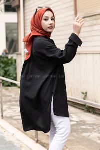 Modalamelif Tek Cepli Salaş Gömlek Siyah