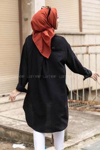 Modalamelif Tek Cepli Salaş Gömlek Siyah