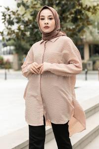 Modalamelif Tek Cepli Salaş Gömlek Sütlü Kahve