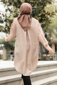 Modalamelif Tek Cepli Salaş Gömlek Sütlü Kahve