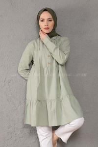 Modalamelif Yaka Bağlamalı Fırfırlı Tunik Çağla Yeşili