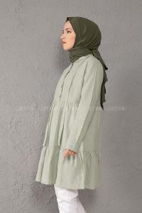 Modalamelif Yaka Bağlamalı Fırfırlı Tunik Çağla Yeşili