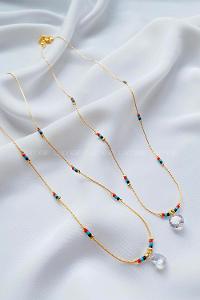 Modalamelif Zarif Detaylı Taş Boncuk Kolye